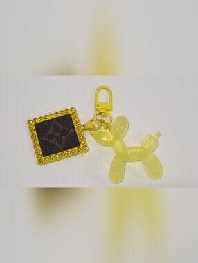 Louis Vuitton Monogram Canvas Yellow Cabochon Balloon Dog Keychain Bag Charm